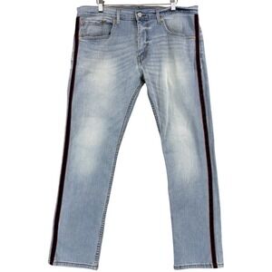 Levis 65504 Jeans Skinny Straight Fit Mens Size 36x30 Blue Denim Light Wash